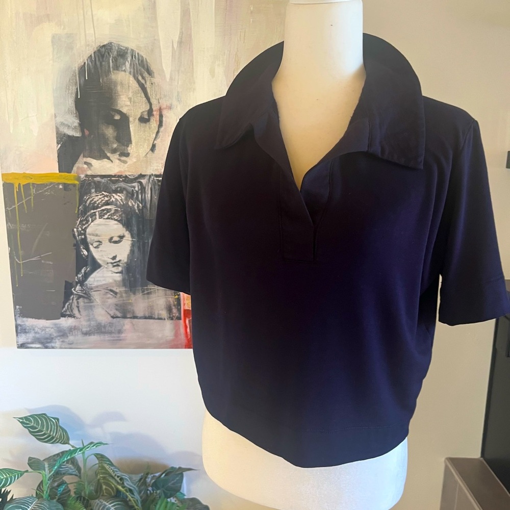 BLEUSALT elevated Polo knit, navy, size 2